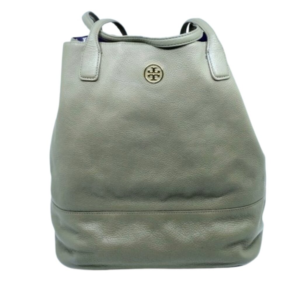 TORY BURCH~Michelle Tote~LARGE PEBBLED LEATHER CARRYALL BUCKET BAG